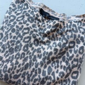 360 Cashmere Leopard Print Sweater in Blush and Gray